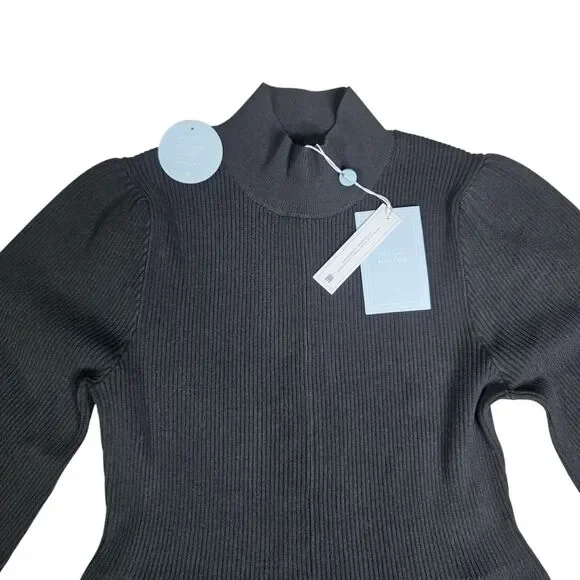 Hill House The Persephone Black Ribbed Sweater Knit Midi Dress Size XL New - Picture 3 of 9